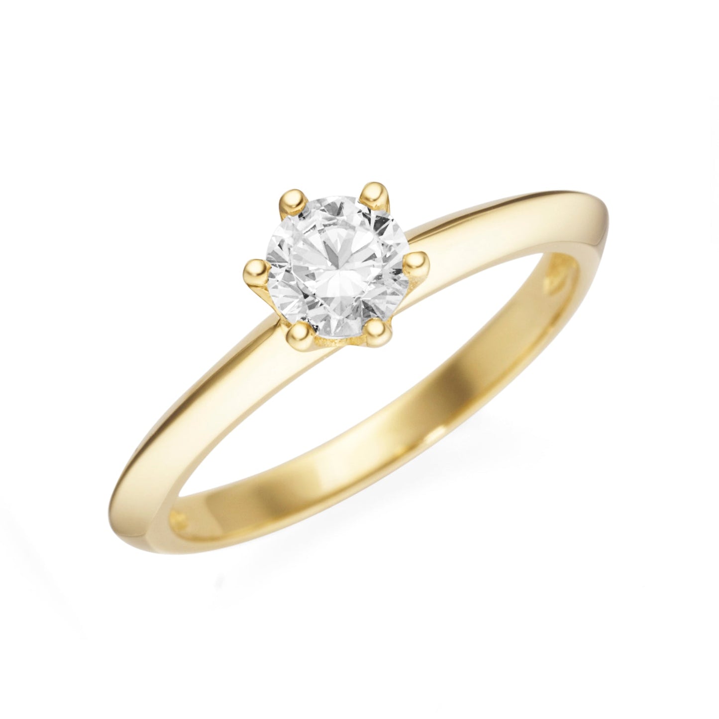 14 Karaats geel- of witgouden briljant ring 0,50crt 6 poots