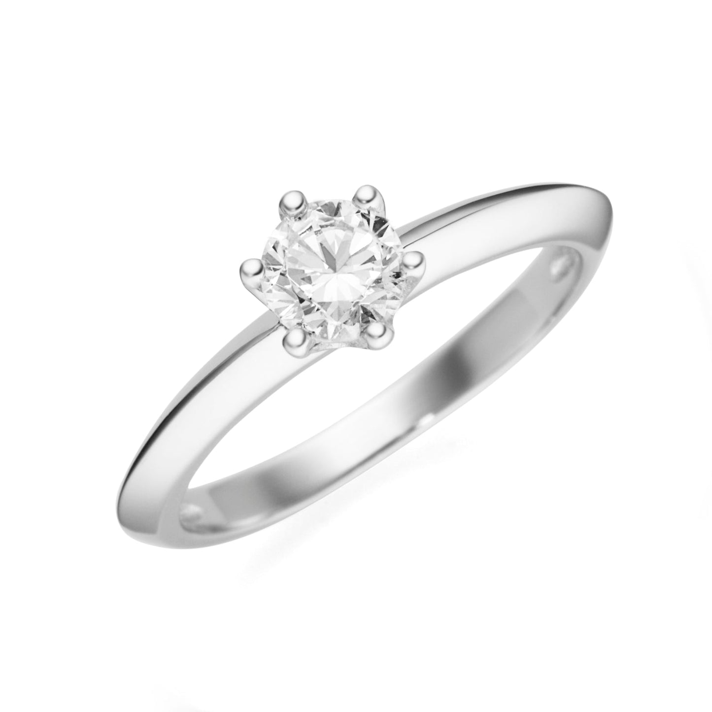 14 Karaats geel- of witgouden briljant ring 0,50crt 6 poots