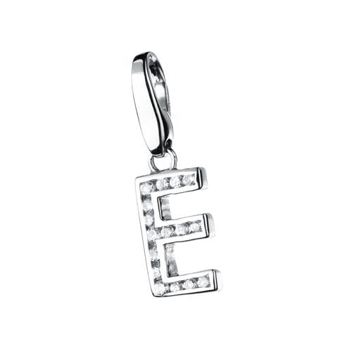 Bedel met zirkonia letter E