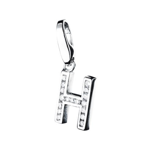 Bedel met zirkonia letter H