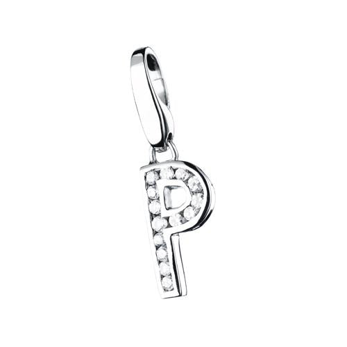 Bedel met zirkonia letter P