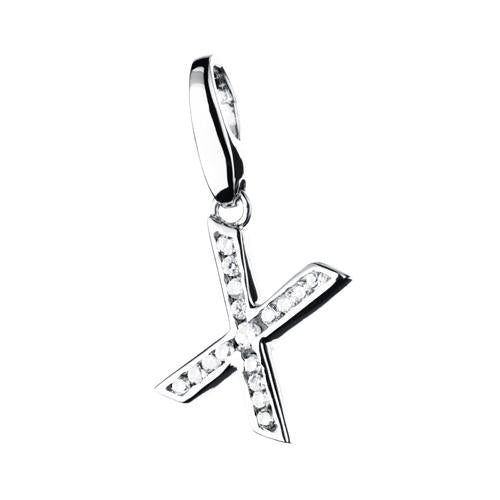 Bedel met zirkonia letter X