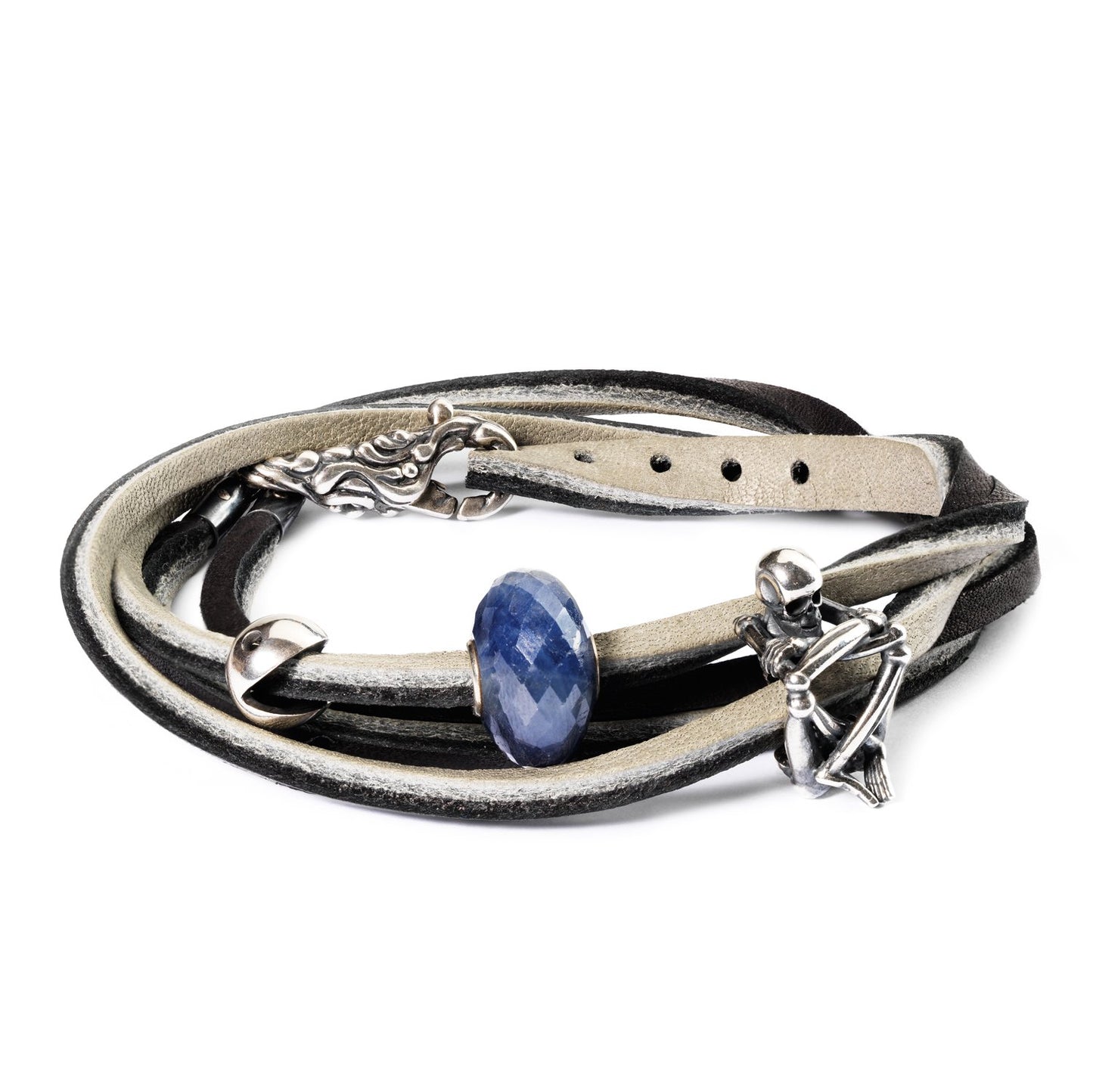 Zwart / Grijze Leren Armband