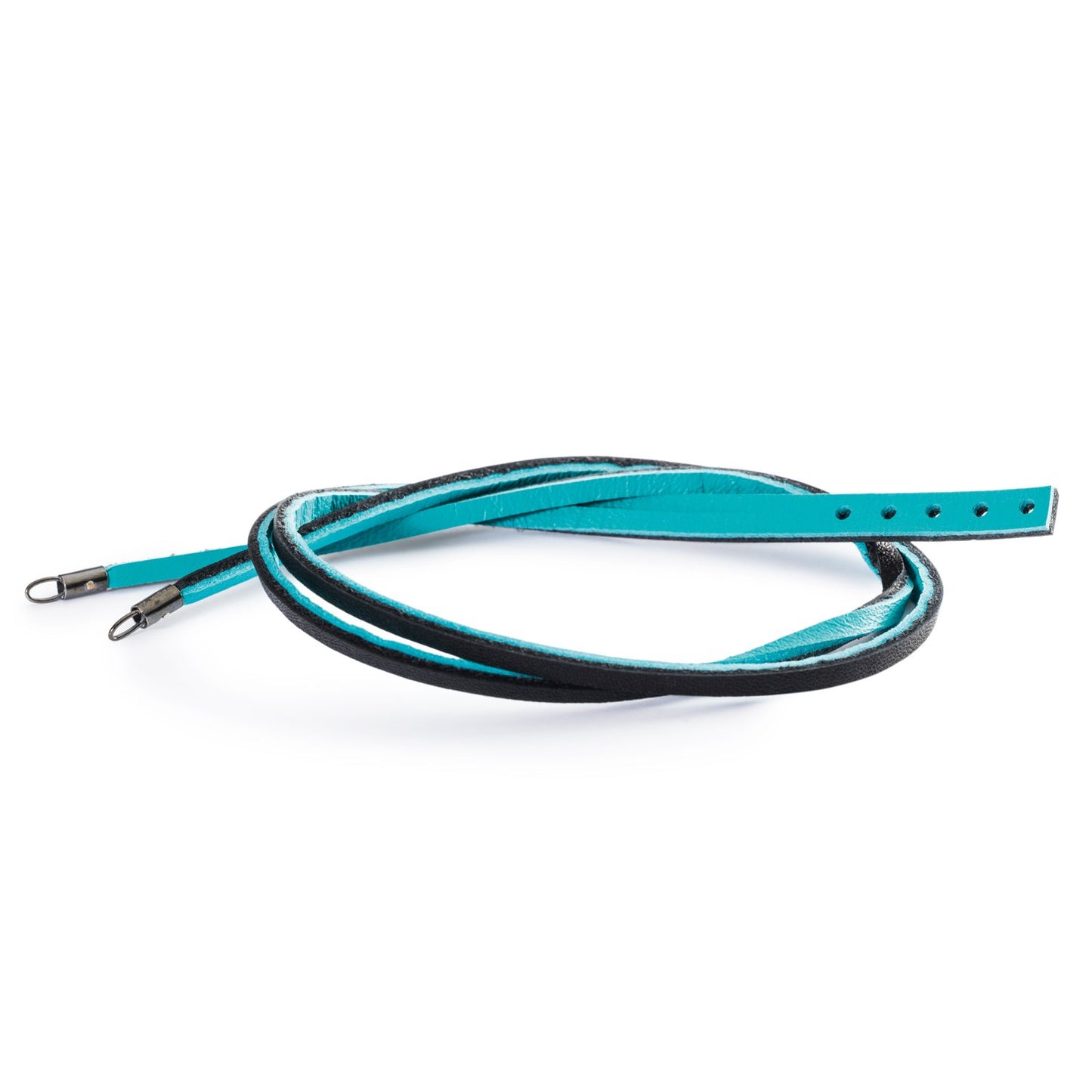 Cyaan / Zwarte Leren Armband