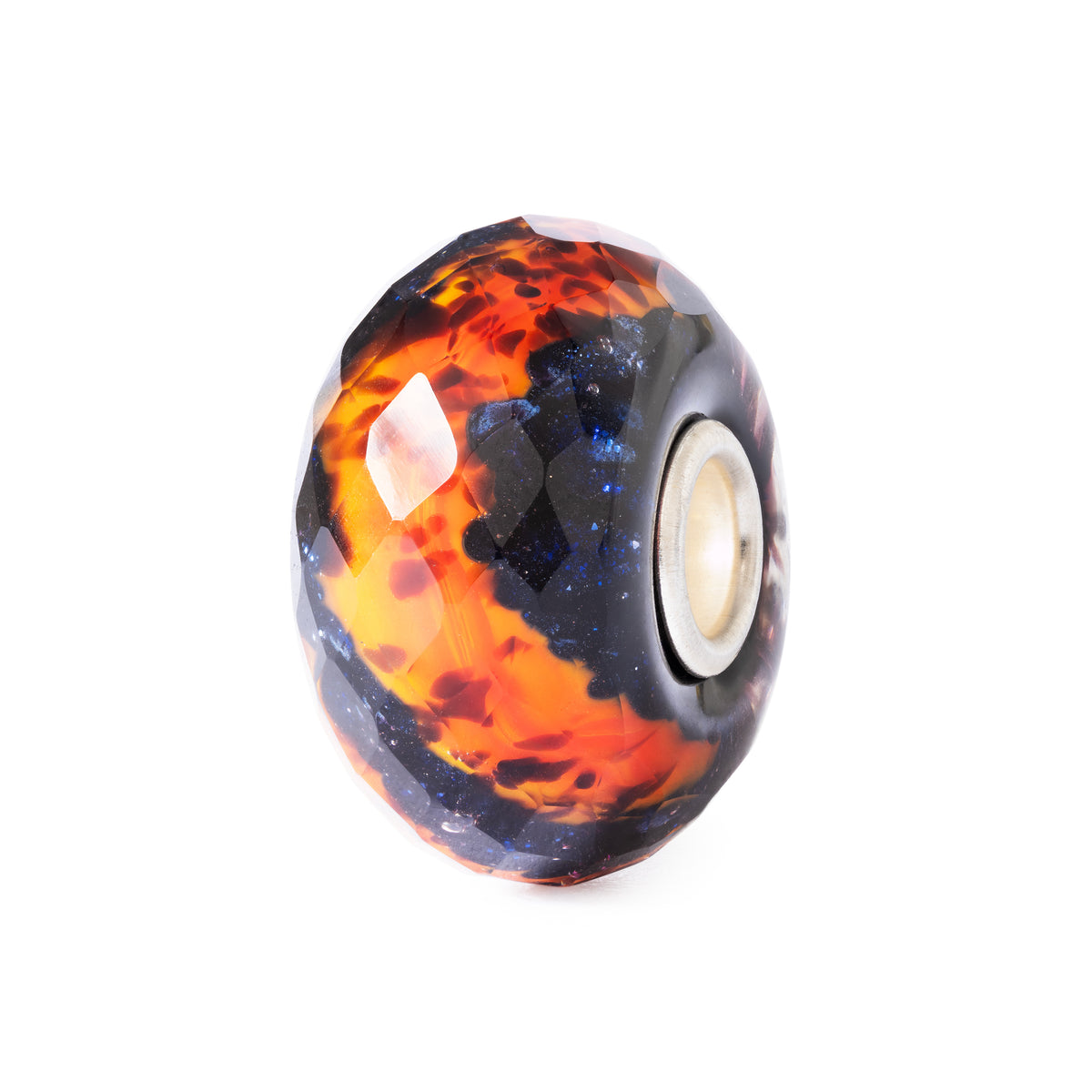 Trollbeads Vuur, facetgeslepen glaskraal in oranje en zwart