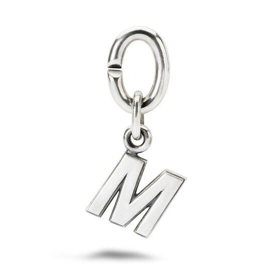 M silver link charm
