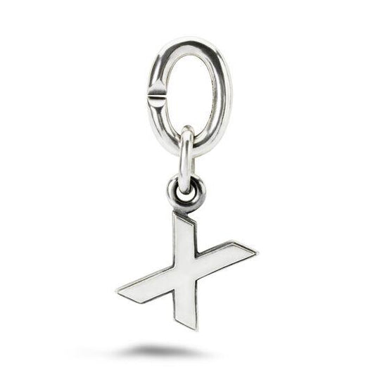 X silver link charm