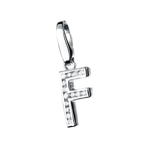 Bedel met zirkonia letter F