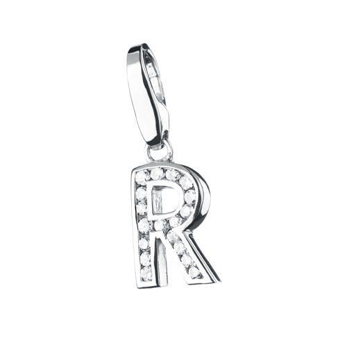 Bedel met zirkonia letter R