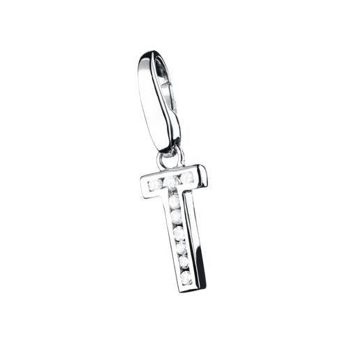 Bedel met zirkonia letter T