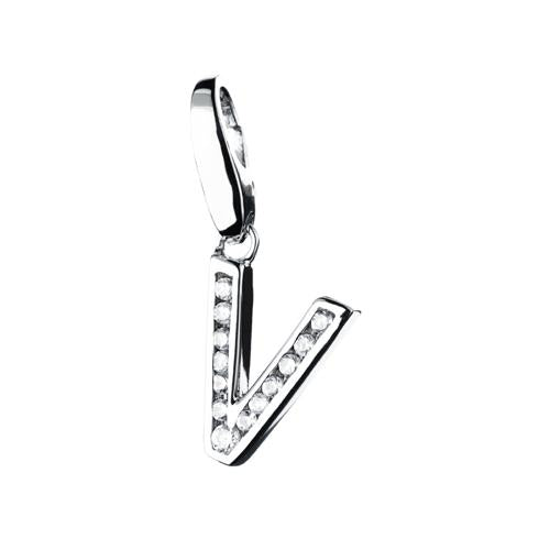Bedel met zirkonia letter V