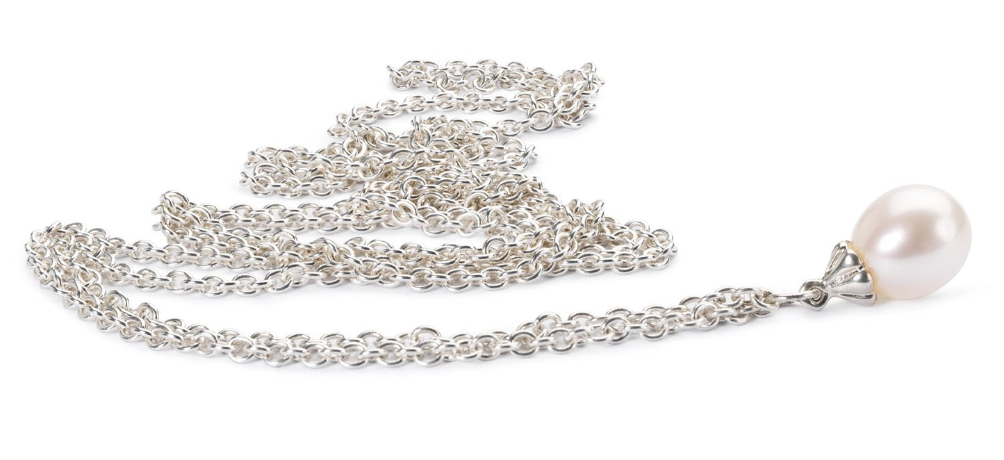 Sterling zilveren collier met parel gepolijst 90 cm