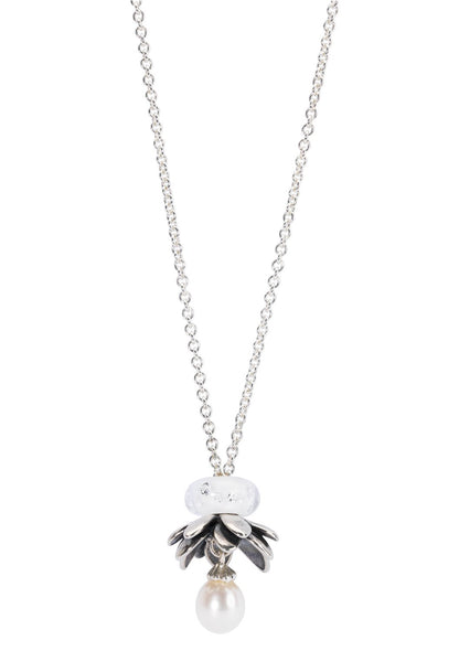 Sterling zilveren collier met parel gepolijst 90 cm