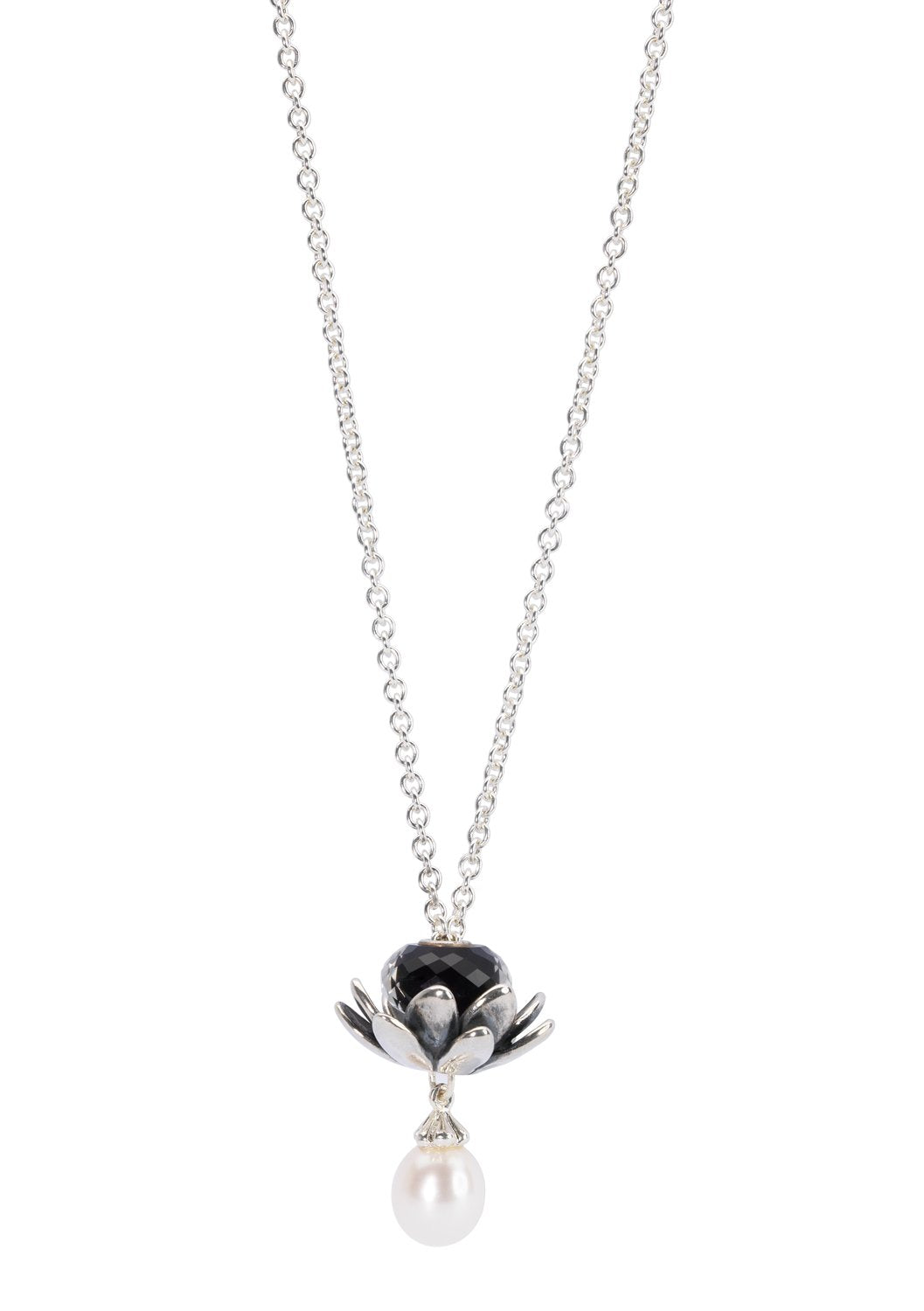Sterling zilveren collier met parel gepolijst 90 cm