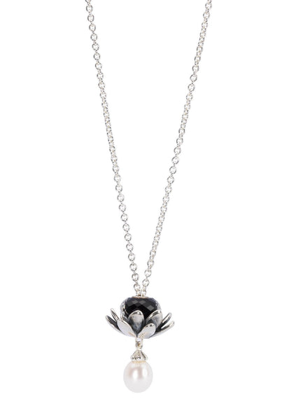 Sterling zilveren collier met parel gepolijst 90 cm