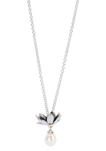 Sterling zilveren collier met parel gepolijst 90 cm