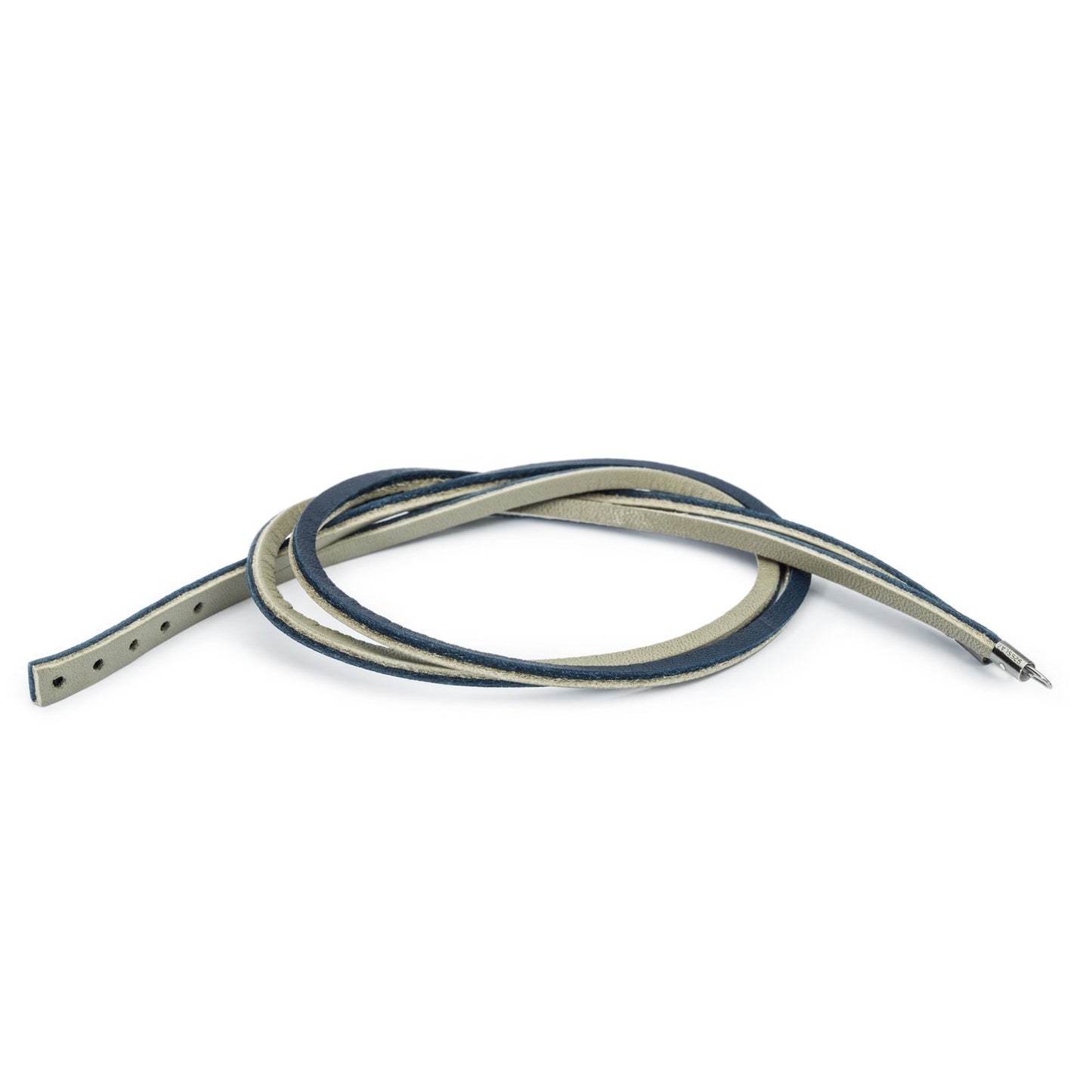 Donkerblauwe / Lichtgrijze Leren Armband