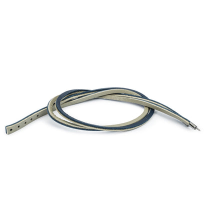 Donkerblauwe / Lichtgrijze Leren Armband