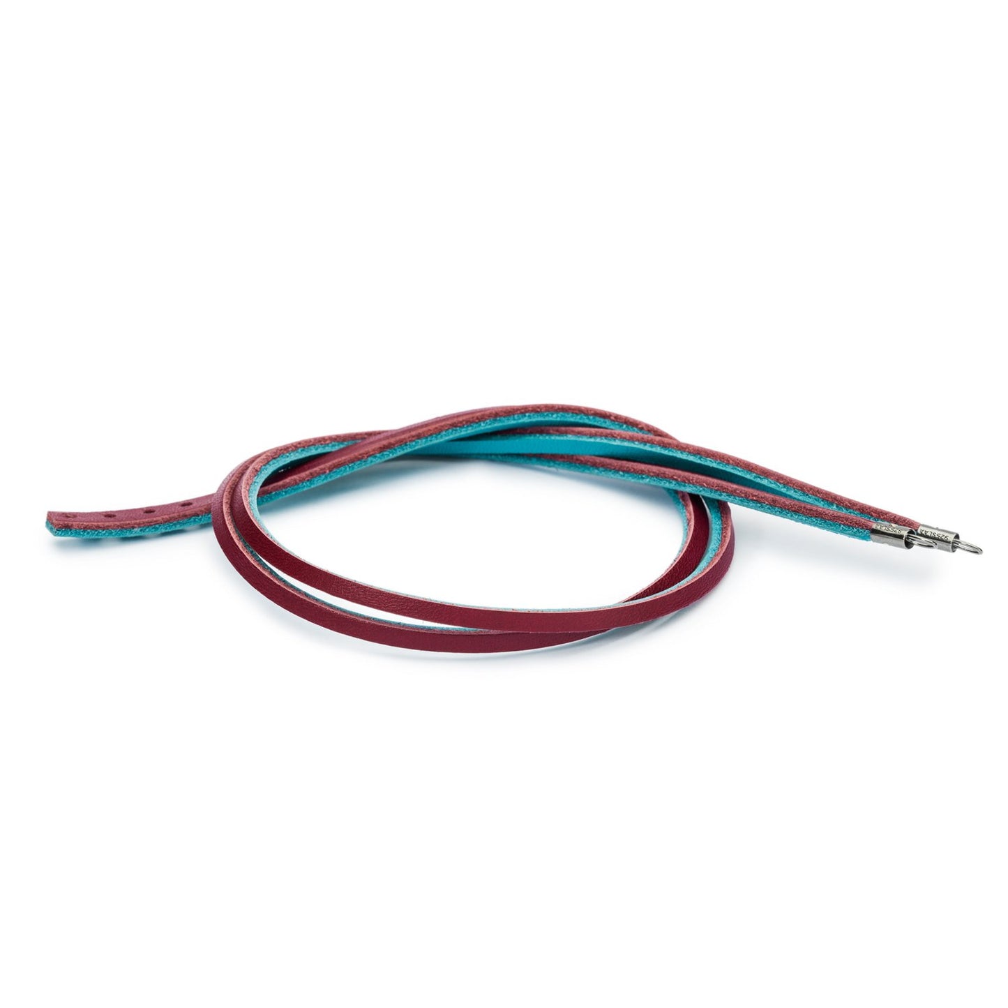 Turquoise / Donkerrode Leren Armband