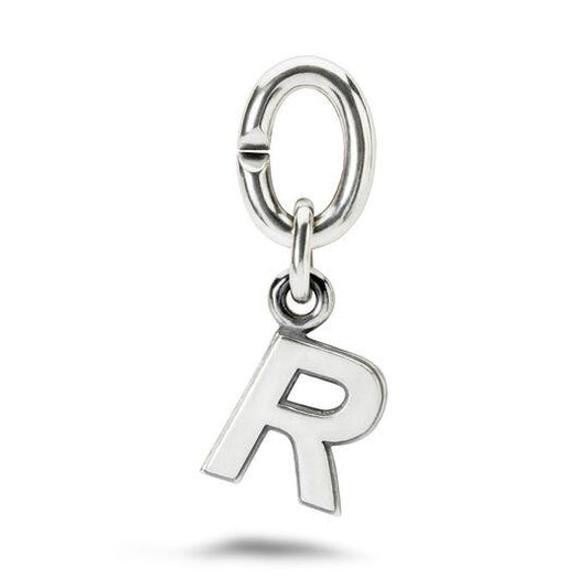 R silver link charm